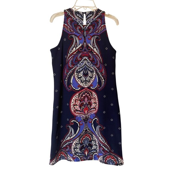 Banana Republic Sleeveless Paisley Print Dress Blue Red White Size 0 - Picture 2 of 8